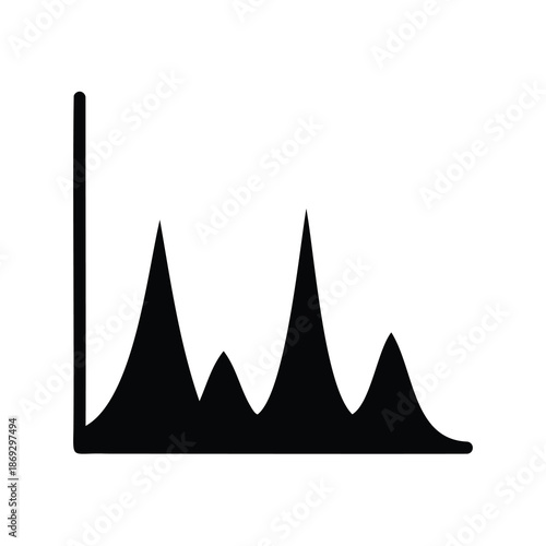Abstract black shape looks like histogram graph with several mountain peaks