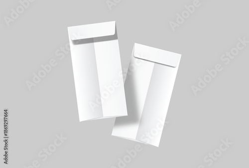 DL envelope mockup with blank paper mockup on neutral background, clean stationery composition for corporate branding, business correspondence, mailing design, invitation layout, print presentation	