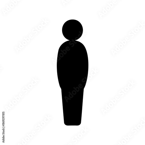Stylized human figure icon in black and white, simple representation
