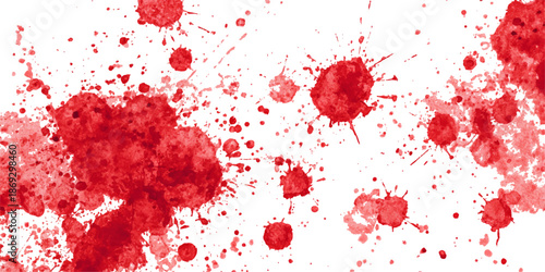 Set of Red blood splashed isolated on white background. Set of blood stains