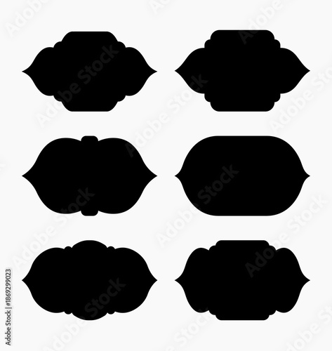 Collection of black islamic badge shape silhouettes for ramadan design element