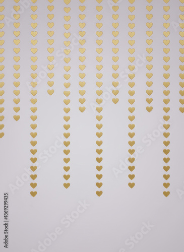 Golden Heart Garlands Vertical Hanging Hearts Backdrop for Romantic, Wedding, or Party Decor
