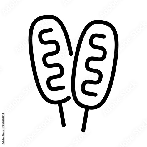 corndog outline icon. corndog black line illustration.