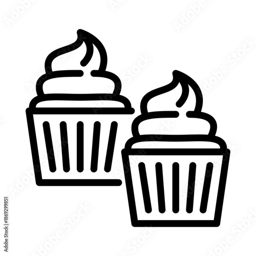 cupcake outline icon. cupcake black line illustration.