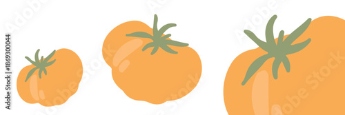 Art & Illustration Fresh red, yellow, and green tomatoes, vector illustration, healthy food, organic vegetables, for banners and web design