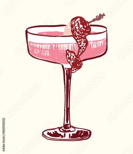 French Martini Cocktail with Raspberry