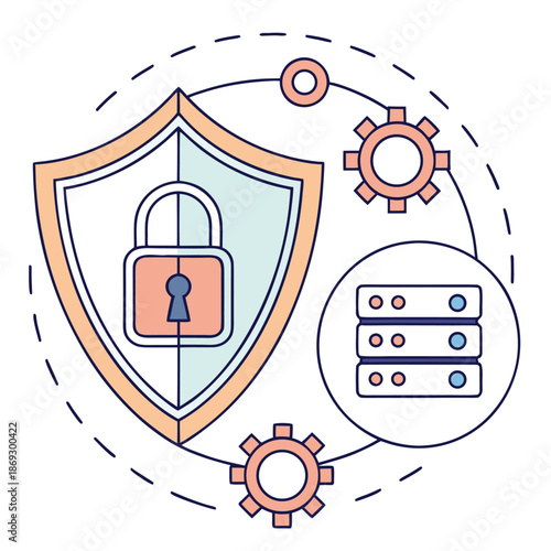 Business Cybersecurity Vector Illustration – Enterprise Data Protection Concept