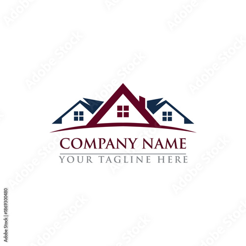 Professional Real Estate Logo with Symmetrical House Roof Design on White Background