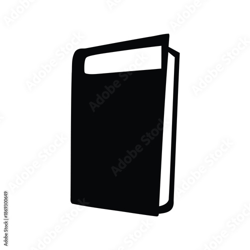 A black book stands upright against a pristine white backdrop, waiting to be read