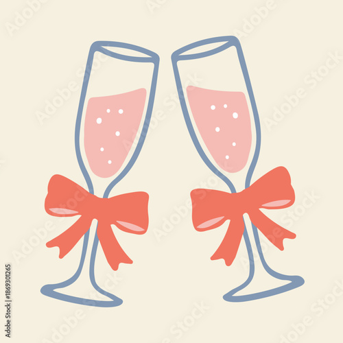 Champagne Glasses with Bow