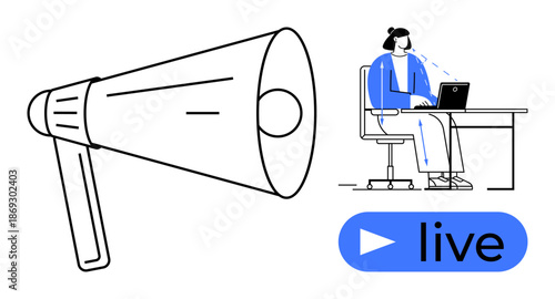 Live streaming concept. Live streaming involves online broadcasting and digital media sharing. Live streaming is essential for content creators, events, and social interaction. Great for digital