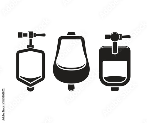 urinal bowl icons set illustration vector