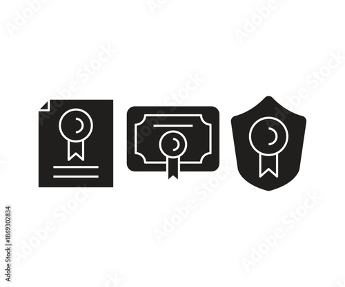 certificate and diploma document icons set illustration vector