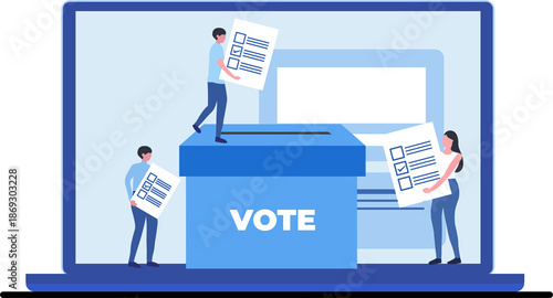 Election and voting rights concept, online voting, vote ballot box, paper vote into the box. Democracy, Freedom of speech, justice voting