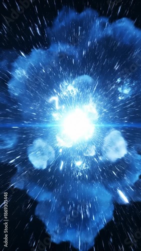 Abstract Blue Explosion Creating Powerful Light