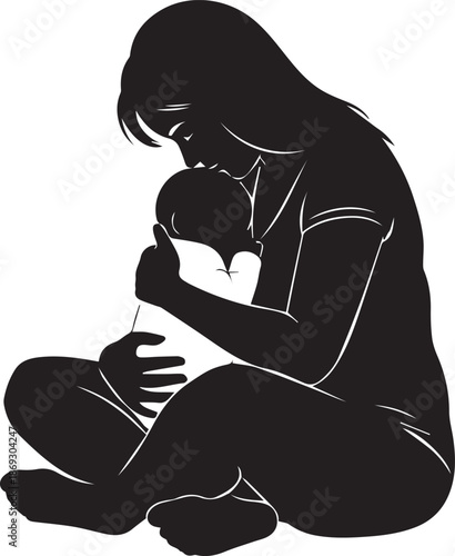 Woman comforting child