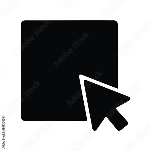 Computer mouse pointer clicking or selecting square icon on white background