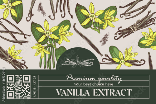 Vanilla vector label template in vintage style