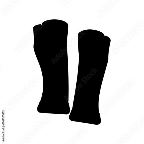 Two glasses of beer are shown in silhouette on a white background