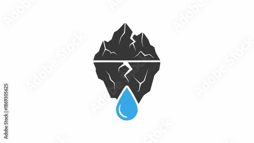 Water Drop from Mountain Peak Icon.