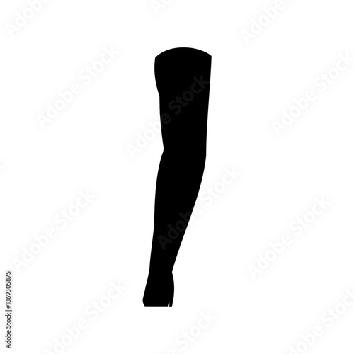 Black Silhouette of a Thigh High Stocking Against a White Background