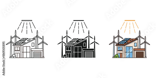 Sustainable house with renewable energy sources Vector