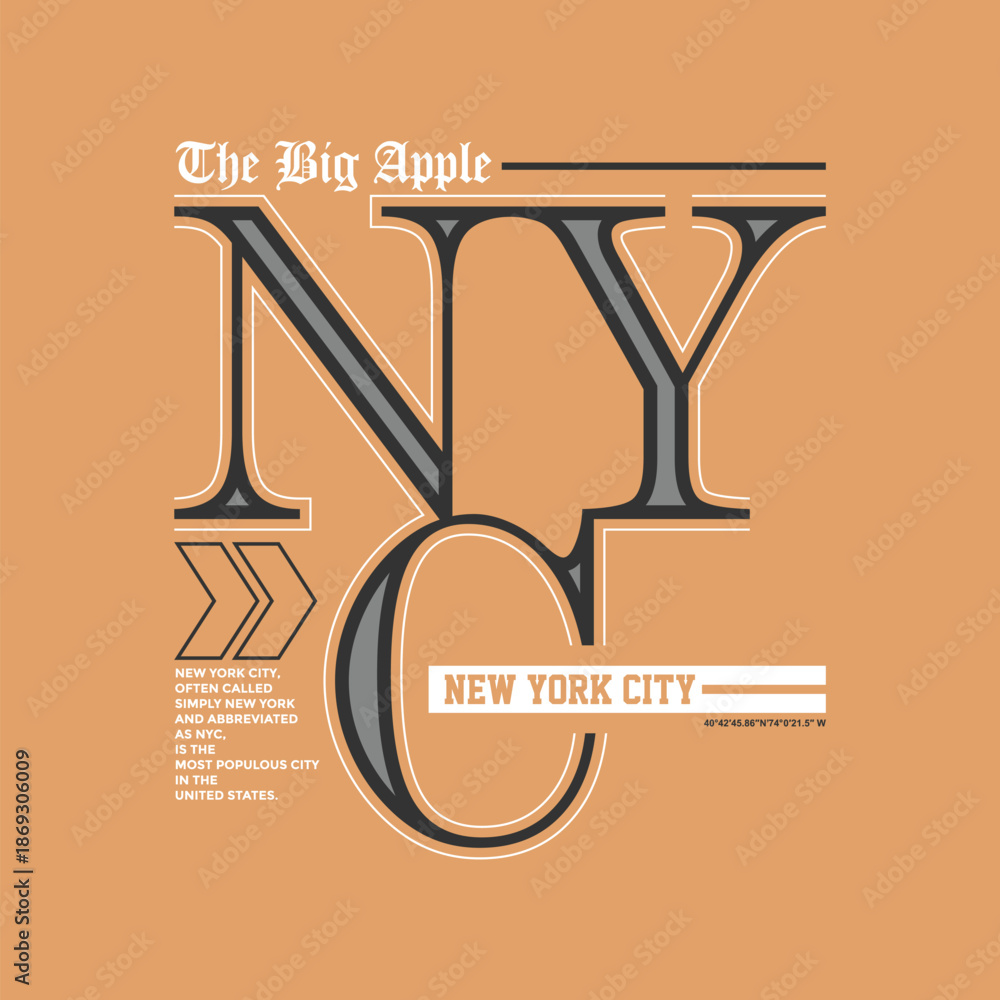 Fototapeta premium NYC New York City USA, Vintage typography design in vector illustration. Clothing,t shirt,apparel and other uses. Abstract design with the grunge and denim style. Vector print, typography, poster.