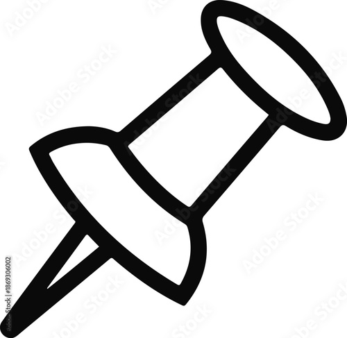 Black outline thumbtack icon on white background pushpin 4