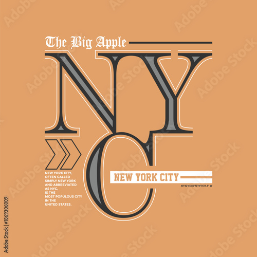 NYC New York City USA, Vintage typography design in vector illustration. Clothing,t shirt,apparel and other uses. Abstract design with the grunge and denim style. Vector print, typography, poster.