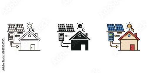 Solar powered house illustration Vector