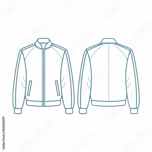 Line drawing of a bomber jacket from front and back