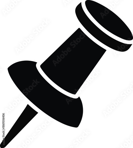 Black thumbtack icon on white background pushpin office supply 3