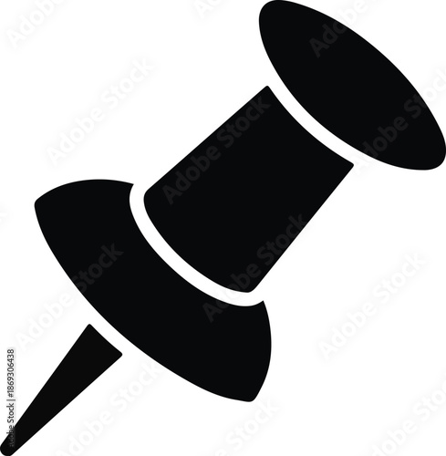 Black thumbtack icon on white background pushpin office supply 4