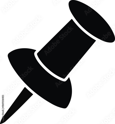 Black thumbtack icon on white background pushpin office supply 5