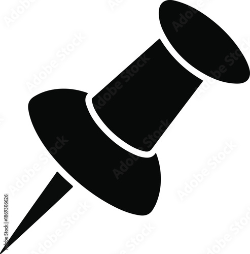 Black thumbtack icon on white background pushpin office supply