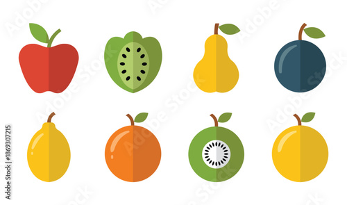 Fresh Fruit Collection Vector Icon Set