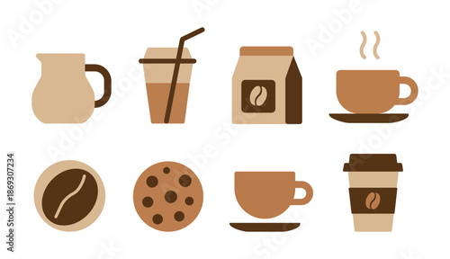 Coffee and Cafe Drink Vector Icon Set