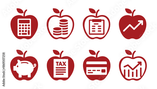 Apple Finance and Business Symbol Vector Icon Set