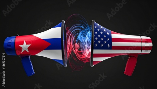 USA and Cuba megaphones in confrontation