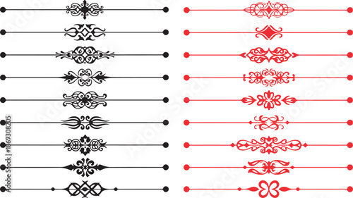 A collection of elegant horizontal scroll dividers and decorative line elements for page embellishment
