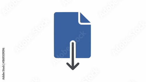 Blue Download File Icon Button.