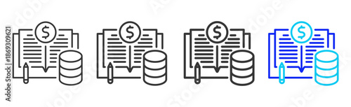 transaction record icon set collection creative outline style for electronic data interchange with multiple thickness variations suitable for business system workflow integration