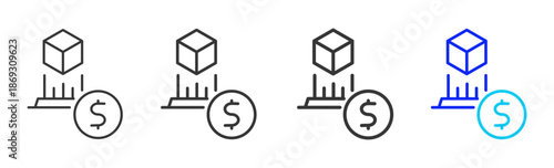 digital settlement icon set collection creative outline style for electronic data interchange with multiple thickness variations suitable for business system workflow integration