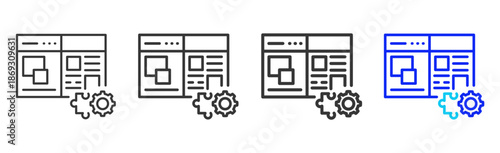 workflow engine icon set collection creative outline style for electronic data interchange with multiple thickness variations suitable for business system workflow integration