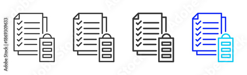 document approval icon set collection creative outline style for electronic data interchange with multiple thickness variations suitable for business system workflow integration