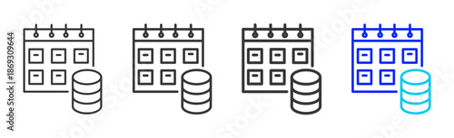 schedule sync icon set collection creative outline style for electronic data interchange with multiple thickness variations suitable for business system workflow integration
