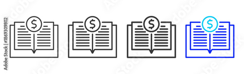 record ledger icon set collection creative outline style for electronic data interchange with multiple thickness variations suitable for business system workflow integration