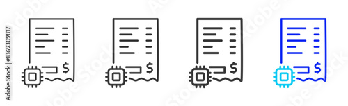 secure invoice icon set collection creative outline style for electronic data interchange with multiple thickness variations suitable for business system workflow integration