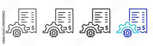 smart billing icon set collection creative outline style for electronic data interchange with multiple thickness variations suitable for business system workflow integration