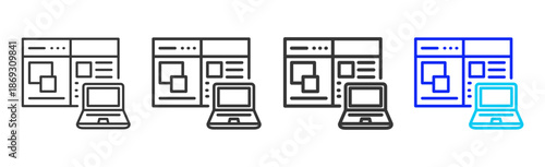 digital report icon set collection creative outline style for electronic data interchange with multiple thickness variations suitable for business system workflow integration